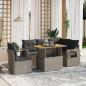 Preview: ARDEBO.de - 6-tlg. Garten-Sofagarnitur mit Kissen Grau Poly Rattan