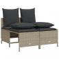 Preview: 4-tlg. Garten-Sofagarnitur mit Kissen Hellgrau Poly Rattan