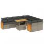 Preview: 10-tlg. Garten-Sofagarnitur mit Kissen Grau Poly Rattan