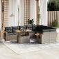 Preview: ARDEBO.de - 10-tlg. Garten-Sofagarnitur mit Kissen Grau Poly Rattan