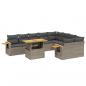 Preview: 10-tlg. Garten-Sofagarnitur mit Kissen Grau Poly Rattan