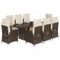 Preview: 9-tlg. Garten-Essgruppe mit Kissen Braun Poly Rattan