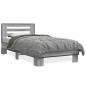 Preview: ARDEBO.de - Bettgestell Grau Sonoma 100x200 cm Holzwerkstoff und Metall