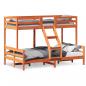 Preview: ARDEBO.de - Etagenbett 90x200/120x200 cm Wachsbraun Massivholz Kiefer