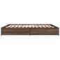 Preview: ARDEBO.de - Bettgestell Braun Eichen-Optik 200x200 cm Holzwerkstoff Metall