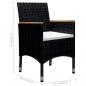 Preview: 9-tlg. Garten-Essgruppe Poly Rattan und Massivholz Schwarz