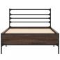 Preview: Bettgestell Braun Eichen-Optik 90x190 cm Holzwerkstoff Metall