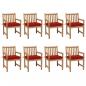 Preview: ARDEBO.de - Gartenstühle 8 Stk. mit Roten Kissen Massivholz Teak