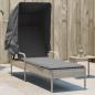Preview: ARDEBO.de - Sonnenliege mit Dach Hellgrau Poly Rattan
