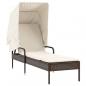 Preview: Sonnenliege mit Dach und Tisch Braun Poly Rattan
