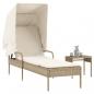 Preview: ARDEBO.de - Sonnenliege mit Dach und Tisch Beige Poly Rattan