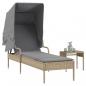 Preview: ARDEBO.de - Sonnenliege mit Dach und Tisch Beige Poly Rattan