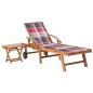 Preview: Sonnenliege mit Tisch und Auflage Massivholz Teak