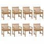 Preview: ARDEBO.de - Gartenstühle 8 Stk. mit Beigen Kissen Massivholz Teak