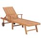 Preview: Sonnenliegen 2 Stk. mit Tisch und Auflagen Massivholz Teak