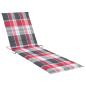 Preview: Sonnenliegen 2 Stk. Auflagen Rotes Karomuster Massivholz Teak