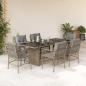 Preview: ARDEBO.de - 7-tlg. Garten-Essgruppe mit Kissen Beigemischung Poly Rattan