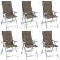 Preview: ARDEBO.de - Hochlehner-Auflagen 6 Stk. Melange Taupe 120x50x4 cm Stoff
