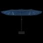 Preview: Doppelsonnenschirm mit LEDs Azurblau 449x245 cm