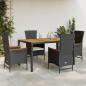 Preview: ARDEBO.de - 5-tlg. Garten-Essgruppe mit Kissen Schwarz Poly Rattan