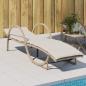 Preview: ARDEBO.de - Sonnenliege mit Auflage Beige 60x199x42 cm Poly Rattan