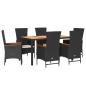 Preview: 7-tlg. Garten-Essgruppe mit Kissen Schwarz Poly Rattan