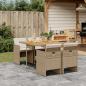 Preview: ARDEBO.de - 5-tlg. Garten-Essgruppe mit Kissen Beige Poly Rattan