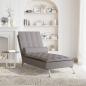 Preview: Massage-Chaiselongue mit Nackenrolle Taupe Stoff