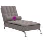 Preview: Massage-Chaiselongue mit Nackenrolle Taupe Stoff