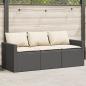 Preview: ARDEBO.de - Gartensofa mit Kissen 3-Sitzer Schwarz Poly Rattan