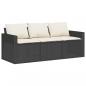 Preview: Gartensofa mit Kissen 3-Sitzer Schwarz Poly Rattan