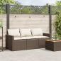 Preview: Gartensofa mit Kissen 3-Sitzer Braun Poly Rattan