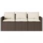 Preview: Gartensofa mit Kissen 3-Sitzer Braun Poly Rattan
