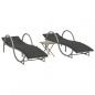 Preview: Sonnenliegen 2 Stk. mit Tisch Hellgrau Poly Rattan