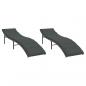 Preview: Sonnenliegen 2 Stk. mit Auflagen Grau Poly Rattan