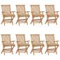 Preview: ARDEBO.de - Gartenstühle mit Beigen Kissen 8 Stk. Massivholz Teak