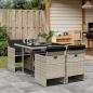 Preview: ARDEBO.de - 5-tlg. Garten-Essgruppe mit Kissen Hellgrau Poly Rattan
