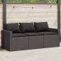 Preview: ARDEBO.de - Gartensofa mit Kissen 3-Sitzer Schwarz Poly Rattan