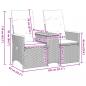 Preview: Gartensofa 2-Sitzer Verstellbar mit Tisch Grau Poly Rattan