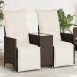 Preview: ARDEBO.de - Gartensofa 2-Sitzer Verstellbar mit Tisch Braun Poly Rattan