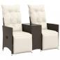 Preview: Gartensofa 2-Sitzer Verstellbar mit Tisch Braun Poly Rattan
