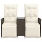 Preview: Gartensofa 2-Sitzer Verstellbar mit Tisch Braun Poly Rattan