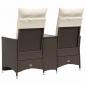 Preview: Gartensofa 2-Sitzer Verstellbar mit Tisch Braun Poly Rattan