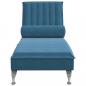 Preview: Massage-Chaiselongue mit Nackenrolle Blau Samt