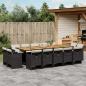 Preview: ARDEBO.de - 15-tlg. Garten-Essgruppe mit Kissen Schwarz Poly Rattan