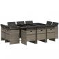 Preview: ARDEBO.de - 11-tlg. Garten-Essgruppe mit Kissen Grau Poly Rattan