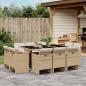 Preview: ARDEBO.de - 11-tlg. Garten-Essgruppe mit Kissen Beige Poly Rattan