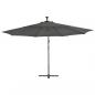 Preview: Ampelschirm mit LED-Leuchten und Metall-Mast 350 cm Antrazit