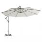 Preview: Ampelschirm mit LED-Leuchten und Metall-Mast 350 cm Sandfarben