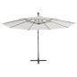 Preview: Ampelschirm mit LED-Leuchten und Metall-Mast 350 cm Sandfarben